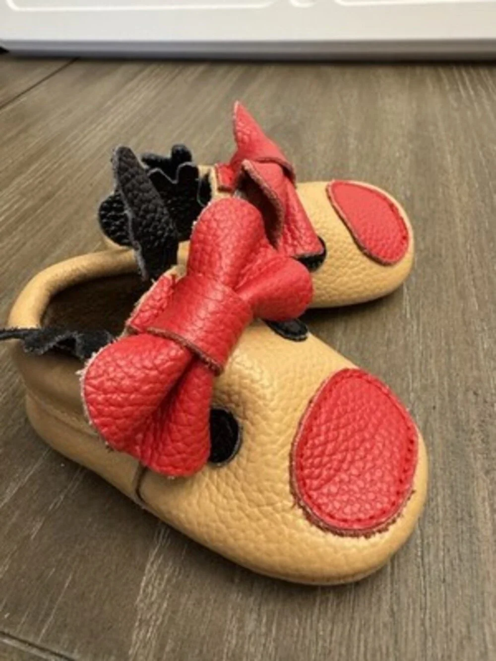 Baby Toddler Christmas Reindeer Slip-On Shoes Leather